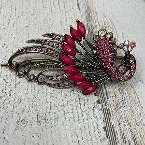 Pink Peacock hair accessory